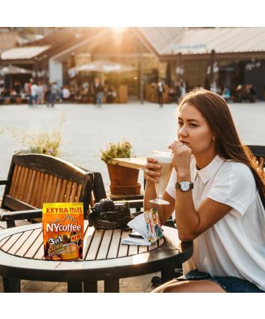 NYCoffee 3 in 1 Instant Coffee sachets|3 Flavours - Salted Caramel Vanilla & Irish Flavours Bundled with Temas Store Coffee Stirrers & Coffee Sleeves & Reusable Plastic Coffee Cup|36 Coffee Sachets - Buy Online on GoSupps.com