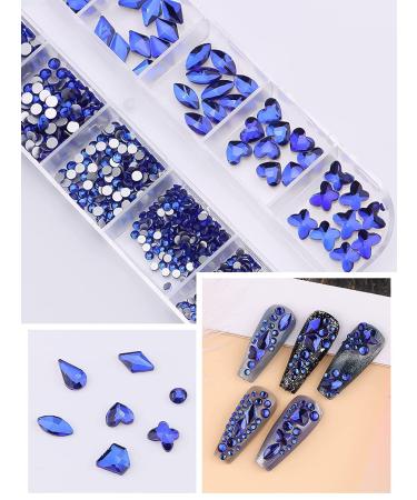 Kalolary Green Nail Rhinestones and Blue Crystal Gems Set - Nail Art Decoration Kit with Tweezer and Picker for DIY Acrylic Nails - Buy Online on GoSupps.com