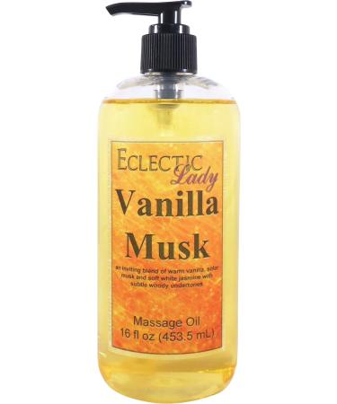 Vanilla Musk Massage Oil 16 oz With Sweet Almond Oil and Jojoba Oil Preservative Free Perfect for Aromatherapy and Relaxation 16 Ounce
