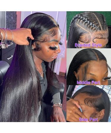 24 Inch HD Transparent Straight Lace Front Human Hair Wig | 150% Density Pre Plucked Closure Wig for Black Women | Glueless 13x4 Lace Frontal Wig - Buy Online on GoSupps.com