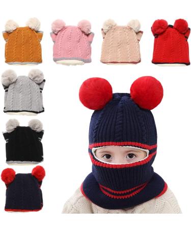 Crazy Bean Kids 3-in-1 Winter Hat, Scarf & Beanie Set - Navy | Toddler Windproof Knitted Hat - Buy Online on GoSupps.com
