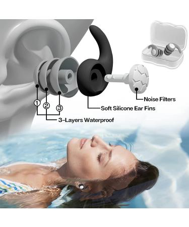 Adult Noise Cancelling Swimming earplugs 3 Pairs of Reusable Waterproof Silicone earplugs for Swimming Diving Reading Working Sleeping etc - Buy Online on GoSupps.com