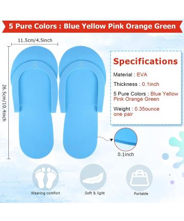 JenPen 60 Pairs Disposable Pedicure Flip Flops - Colorful Foam Slippers for Salon, Nail Spa, Hotel, Travel - 5 Colors - Buy Online on GoSupps.com