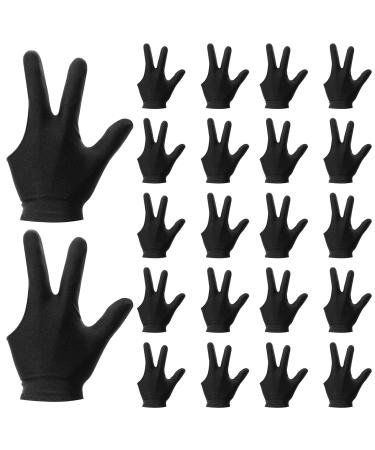 ONLYFU 22 Pieces Billiard Gloves Three Finger Cue Shooter Pool Gloves Sport Gloves for Women & Men Both Left and Right Hand ( Black )