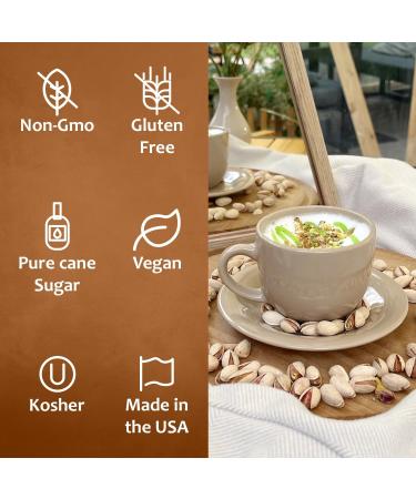 Syruvia Pistachio Latte Syrup (25.4 fl oz) - Nutty Bliss for Your Latte Moments Kosher Gluten-Free Perfect for Creating Irresistibly Rich Pistachio Latte Beverages - Buy Online on GoSupps.com