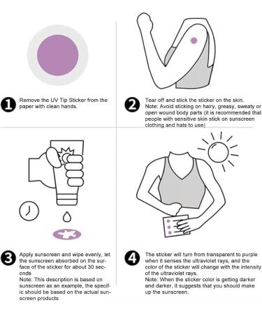 16 Patch - Detection Test Stickers UV Sticker Waterproof Sunscreen Patches | Testing Color Changing Stickers For Beach Swimming For Summer Beach Kids & Adults (Transparent Purple) - Buy Online on GoSupps.com