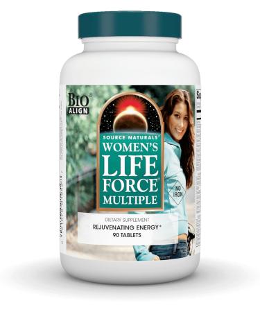 Source Naturals Women's Life Force Multiple Iron Free - Daily Complete Multivitamin 13 Essential Vitamins, Antioxidants, Herbs, Nutrients & Minerals - Enhanced Energy & Immune Boost - 90 Tablets