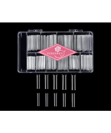 Clear Acrylic Nail Tips - No C Curve XXL Square Nail Tips 500pcs Extra Long Half Cover False Nails for Nail Salons  DIY Nail Art 10 Sizes with Box (Clear)