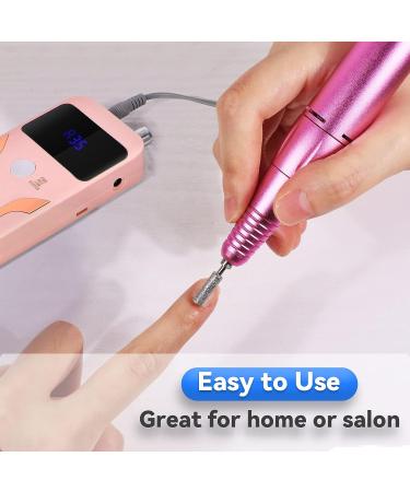 Rechargeable Electric Nail Drill Kit - 35000 RPM E-File for Gel & Acrylic Nails | Manicure Pedicure Tool with 16 Bits - Home & Salon Use (Pink) - Buy Online on GoSupps.com