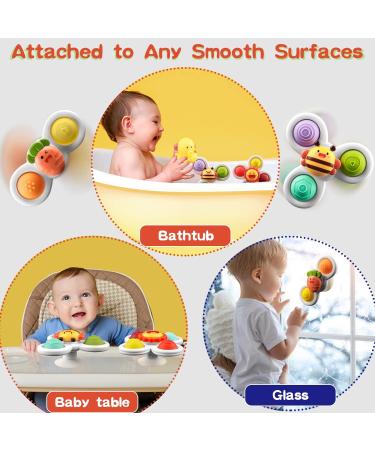 ECHOCUBE SAUCHNAPF Spinner Toys - 3 Educational Sensory Bath Toys for Toddlers | Fun Birthday Gift for Boys & Girls | Suction Cup Octopus Design - Buy Online on GoSupps.com