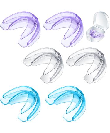 6 Pieces Braces Mouth Guard Kids Sports Mouth Guard for Kids Double Football Youth Mouthguards for Boxing Football Hockey Karate Basketball (Transparent, Transparent Purple/Blue) Transparent, Transparent Purple/ Blue