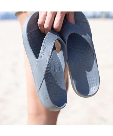 NUUSOL Unisex Cascade Flip Flops  Non-Slip Hiking/Plantar Fasciitis Footwear  Soft Cushion  Lightweight & Comfortable  Arch Support & Textured Footbed  Pain Relief for Joint  Neck & Back Injuries 12 Women/11 Men Slate Gray - Buy Online on GoSupps.com