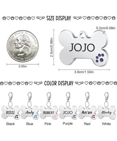 Nibana Dog Tag Personalized Pet ID Tags Custom Dog Name Tags Engraved on Both Sides 4 Lines of Custom Text Paw Print Bone Pet Tag for Dogs Cats (Purple) - Buy Online on GoSupps.com