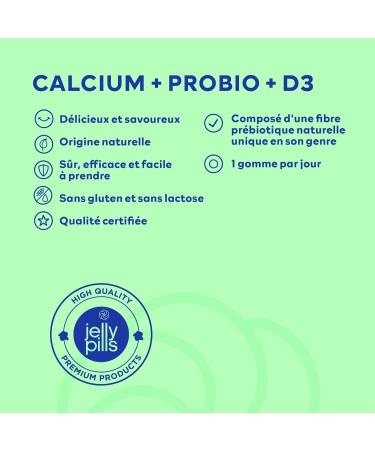 Jelly Pills Kids Calcium & Probiotic Gummies with Vit D3 and K2 Kids - 70 Vegan Strawberry Gummies for Bone Muscle & Teeth - 1 Billion CFU- No Added Sugar - 2 Months - Buy Online on GoSupps.com