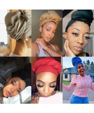 CLSHES Headwraps for Black Women - 4 Piece Stretch Jersey Turban Set in Black White Camel Wine Red - Buy Online on GoSupps.com