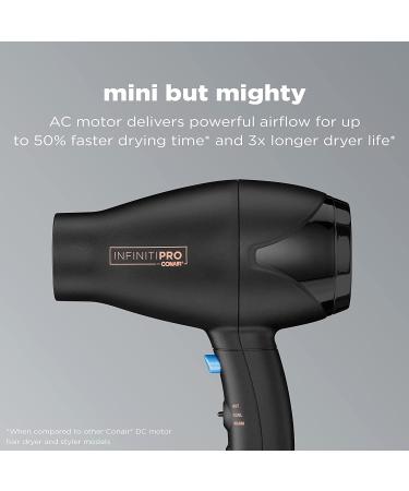 INFINITIPRO BY CONAIR Mighty Mini Compact Lightweight Professional Hair Dryer - Black - Travel Size - Buy Online on GoSupps.com