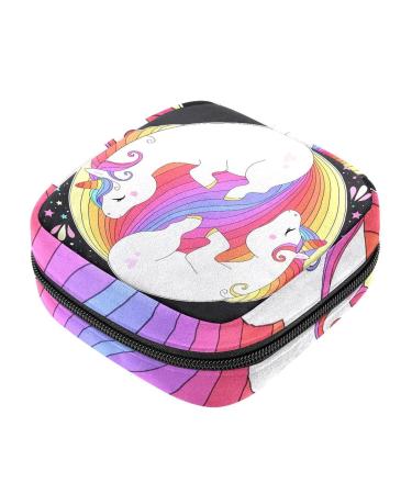 Women's napkin storage bag cute unicorns rainbow hair stars Yin Yang menstrual cup portable women's tie storage bags female menstruation first period pocket color 7