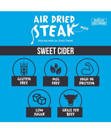 Grass Fed Beef Jerky Sweet Cider - Lean Beef Biltong Air Dried - The Perfect High Protein Snack - Low in Sugar Gluten Free MSG Free - 4 x 30g Bag Beef Slices by The Skibbereen Food Co 30 g (Pack of 4) - Buy Online on GoSupps.com