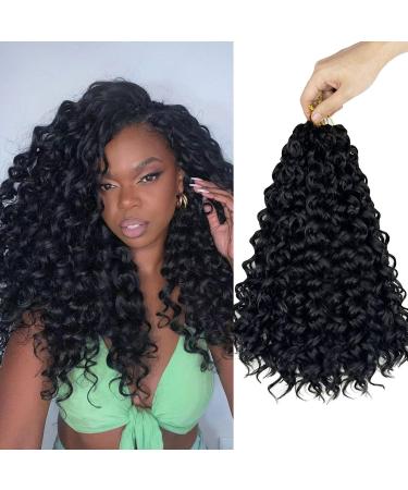 8 Packs GoGo Curl Crochet Hair 14 Inch Curly Crochet Hair for Black Women Natural Black Beach Curl Crochet Hair Water Wave Deep Twist Crochet Hair Synthetic Braiding Hair 14 Inch (Pack of 8) 1B
