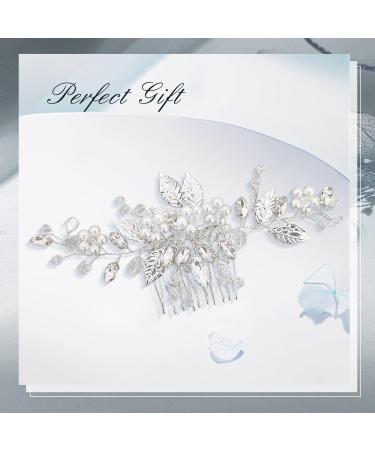 Makone Silver Handmade Flower Hair Clip for Wedding, Women and Girls - Pearl Flower Side Comb - Buy Online on GoSupps.com