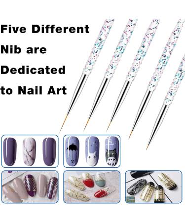 WACURRENTHYD 5Pcs Nail Art Liner Brushes Set - Thin Nail Gel Polish Painting Brushes for Precise Nail Art Designs (7/9/11/15/18mm) - Buy Online on GoSupps.com