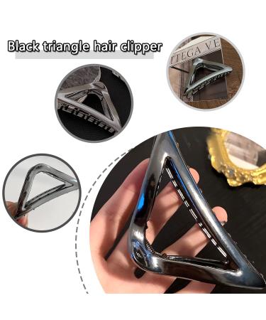 Elegant Gunmetal Triangle Metal Hair Clip for Women and Girls - Strong Hold for Daily Wear and Party - Fashionable and Versatile (Gunmetal) - Buy Online on GoSupps.com