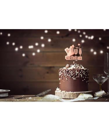 Cakeshop Cake Decoration Pack | Birthday Cocktails Premium 3mm Mirror Acrylic Plastic Cake Topper Sign & 25g Party Pack of Cake Sugar Sprinkles | Custom Name & Age Cake Decoration (Rose Gold) Non-Prime Mirror Acrylic: Rose Gold - Buy Online on GoSupps.com
