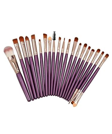 20pcs Professional Makeup Brush Kit - Soft Fiber Cosmetic Brushes for Eyeshadow & Loose Powder - Portable Beauty Tools in Purple - Buy Online on GoSupps.com