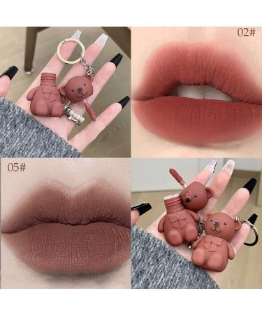 2 in 1 Cute Bear Lipstick Set - Long Lasting Matte Velvet Lipstick with Key Chain - Waterproof & Moisturizing Lip Gloss (2 Pack) - Buy Online on GoSupps.com