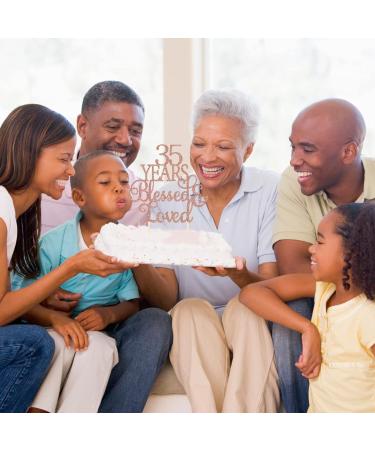 Cuttiler 35 Years Blessed & Loved Cake Topper 35th Birthday Wedding Anniversay Cake Decoration Rose Gold Glitter 35 Rose Gold - Buy Online on GoSupps.com