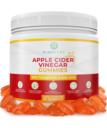 Detox Apple Cider Vinegar Gummies for Adults (90 chews)  Unfiltered ACV Gummies for Improved Gut Health  Metabolism  Digestion & Immune Support  No more Capsules  Pills & Acid Reflux  With The Mother
