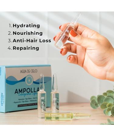 Agua de Cielo Hair Ampoules Set - Intensive Treatment for Damaged Hair Nourish & Repair | Reduce Hair Loss - 4 x 10ml - Buy Online on GoSupps.com