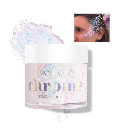 White Body Face Glitter Gel Makeup Hair Glitter Gel Long Lasting Shiny Holographic Chunky Sequins Halloween Festival Face Paint Glitter Gel Makeup - 01 Sparkling White