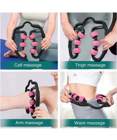 MZDXJ Fit Roller Pro Six-Wheel Fascia Muscle Roller - Relieve Muscle Soreness, Reduce Cellulite - Deep Tissue Massage Roller (Black/Pink) - Buy Online on GoSupps.com
