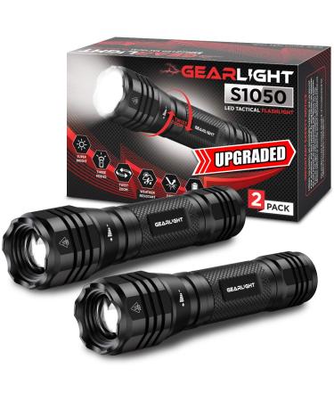 GearLight S1050 LED Flashlight Pack - 2 Bright, Zoomable Tactical Flashlights with High Lumens and 3 Modes for Everyday, Outdoor & Emergency Use - Gifts for Men & Women