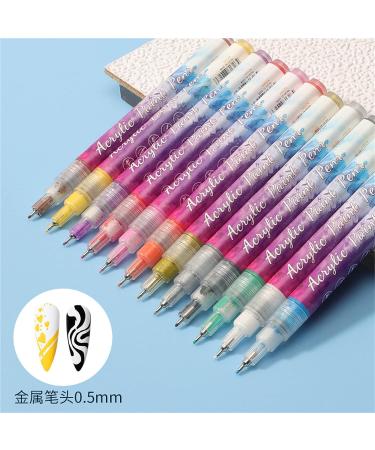 12 Colors Ultra Thin Curve Manicure Marker Set - 12PCS | Precision Nail Art Pens - Buy Online on GoSupps.com