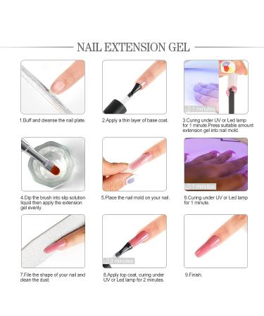 COSCELIA Poly Nail Gel Kit with UV Light - Nude White Builder Gel Set | 6W Nail Lamp, Slip Solution, Mold Tips, Brush | Manicure Extension Kit for Beginners - Buy Online on GoSupps.com