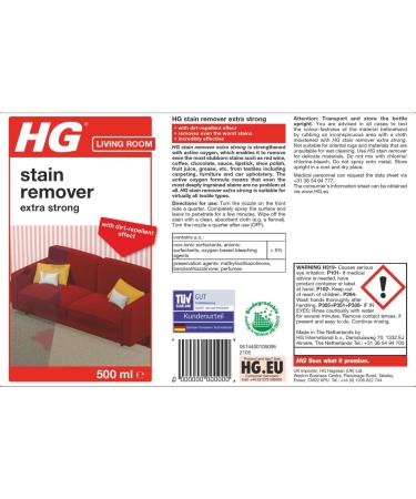 HG Stain Remover Extra Strong Carpet Cleaner Spray - 500ml | Upholstery Cleaner for Deeply Ingrained Marks - Effective on Most Fabrics | HG Cleaning Products - Buy Online on GoSupps.com