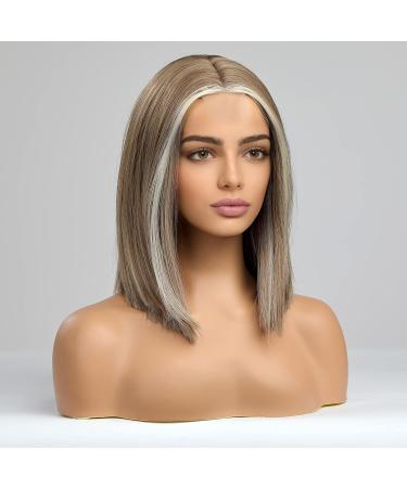 HAIRCUBE Bob Wig for Women - Mixed Brown Shoulder Length with Natural Middle Part (12inch) - Buy Online on GoSupps.com