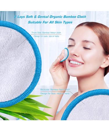 Samtone Reusable Makeup Remover Pads 20 Pack with Laundry Bag - Organic Face Cleansing Rounds for Toner - Washable Eco-Friendly Bamboo Cotton Pads (8cm) - Buy Online on GoSupps.com