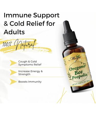 Merja Herbs Bee Propolis with Oregano for Adults - Natural Immune Support & Sore Throat Relief in Drops 20ml 0.68 oz - Buy Online on GoSupps.com