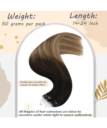 UGEAT Microring Real Hair Extensions - Ombre Dark Brown to Light Brown 55cm Micro Loop Extensions 50g 50 Strands - #2/6/10 - Buy Online on GoSupps.com