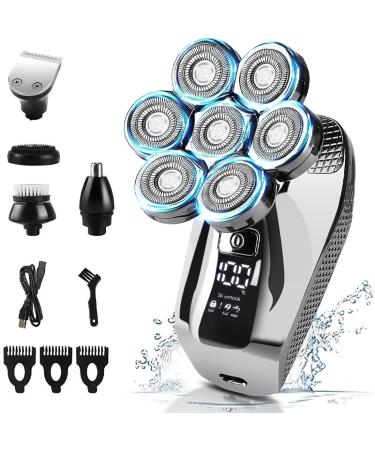 Head Shavers for Bald Men 5 in 1 Head Shavers for Men 7D Cordless Bald Head Shaver Wet&Dry Waterproof Electric Razor for Men with LED Display Grooming Kit