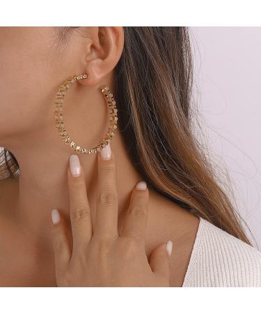 Chargances Chunky Round Hoop Earrings - Punk Circle Link Dangle Fashion Accessory (Gold) - Buy Online on GoSupps.com