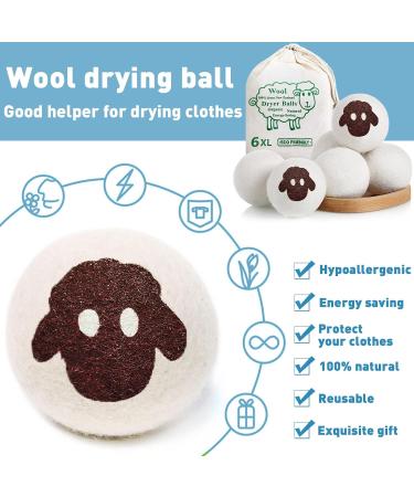 Vipnaji 6-Piece Natural Wool Dryer Balls - Eco-Friendly Fabric Softener for Tumble Dryers & Down Jackets - Buy Online on GoSupps.com