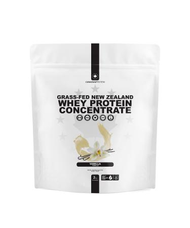 Canadian Protein Grass-Fed New Zealand Whey Concentrate 24g of Protein | 2 kg of Vanilla Low Carb Keto Friendly Workout Recovery Drink | Undenatured Whey Protein Shake