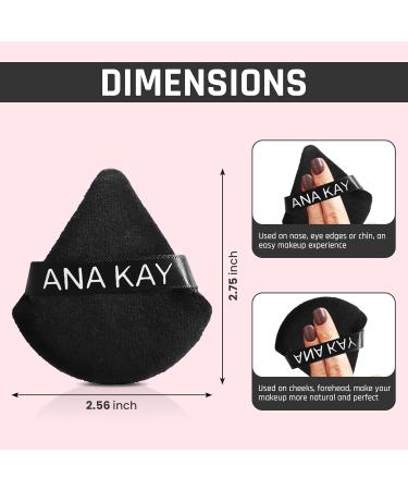 ANA KAY Premium Makeup Powder Puff Set - 6 Pack Black Triangle Puffs for Setting & Foundation Makeup - Buy Online on GoSupps.com