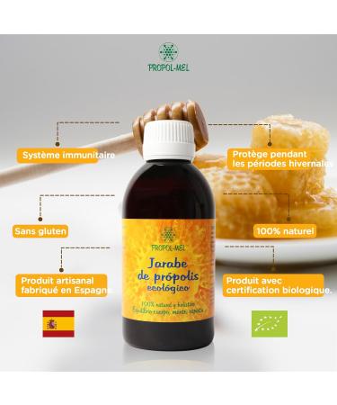 Propol-Mel - Organic Propolis Syrup | 250ml | Natural Antiseptic and Anti-inflammatory | For Cough and Mucus in the Throat | Gluten Free | Thins Mucus | Lubricates the Throat - Buy Online on GoSupps.com