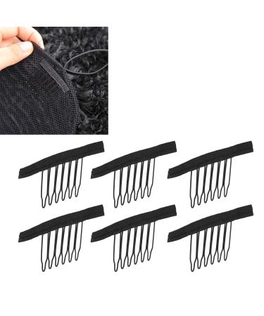 100 Stainless Steel Wigskamm Clips - 6 Teeth Hair Extensions Black Clip with Cloth for Hair Parts Cap - Buy Online on GoSupps.com