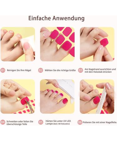 Danni & Toni Half Hardened Gel Nail Films - Red Monochrome Glossy Gel Nail Stickers | 37 Pedicure Wraps for Stunning Toenails | International Shipping - Buy Online on GoSupps.com